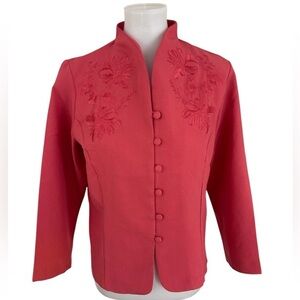 Haband Red/ Orange Blazer with Floral Embroidery